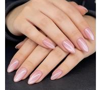 30 Pieces Faux Nails Effect Almond Shape Press Stick for Various Occasions Elegant