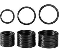 30 Pieces Flat Key Rings Metal Keychain Rings Split Keyrings Flat O Ring for Home Car Keys Attachment, 25mm, 30mm, 35mm, Black