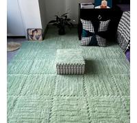 30 Pieces Fuzzy Plush Interlocking Floor Tiles - 12x12 Inch Soft Carpet Squares, Puzzle Piece Floor Mats for Playroom, Living Room, Kids' Room - Green, 0.23 Inch Thick