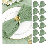 30 Pieces Gauze Cheesecloth Napkin 20 inches Gauze Napkin Vintage Boho Cheesecloth Napkin Bulk for Party, Wedding, Reception, Bridal Shower Table Decorations - Sage Green