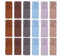30 Pieces Handmade Leather Labels Tags - Rectangular Sewing Cloth Labels With 4 Holes, Rabbit Pattern for DIY Crafting, Scrapbooking, Clothing Accessories - 5x2cm