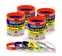 30 Pieces Inspirational Rubber Bracelet Motivational Quotes Silicone Bracelets Adult Stretch Wristbands Rubber Motivational Gifts for Men Women Teens Gym Kids Adults Party Favors,6 Designs (Unisex)