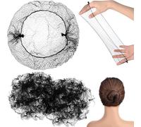 30 Pieces Invisible Bun Hair Net, Elastic Edge Bun Hair Net, Invisible Hair Net for Stewardess Ballet Nurse (Black)