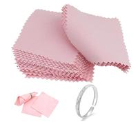 30 Pieces Jewellery Cleaning Cloth,Silver Double Sided Polishing Cloth,Easy to Carry and Wiping Reusable 8 * 8cm Pink Jewelry Cleaning Cloth,for Gold,Silver,Silverware,Watches,Platinum Jewelry.