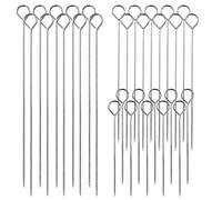 30 Pieces Kebab Skewers Reusable Stainless Steel Grilling BBQ Stick Skewers, 3 Sizes (15cm/20cm/25cm)