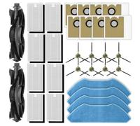 (30 Pieces) M2 Plus/ M2L Plus Replacement Parts For Lefant M2 Plus/ M2L Plus Robot Vacuum Cleaner, 2 Roller Brushes, 8 Side Brushes, 8 HEPA Filters, 4 Mop Pads, 8 Dust Bags, Accessories Kit