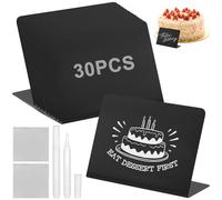 30 Pieces Mini Chalkboard Signs with 2 Pen & 2 Cleaning Cloth, Small Blackboard Sign for Wedding, Food Labels for Buffet, Price Tags Board for Display Food Pricetags Message (10 X 7.5CM)