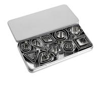 30 Pieces Mini Stainless Steel Cookie Cutter Set with Storage Box, Geometric Shapes, Biscuit Cutter