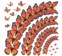 30 Pieces Monarch Butterfly Decoration 3D Artificial Fake Butterflies Magnetic Accessories for Halloween Day of the Dead Party Favors Decorations Costumes Party Craft Home Wedding Wall Decor（5 Size）