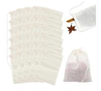 30 Pieces Muslin Bags, 100% Cotton Drawstring Bag,Reusable Mesh Bags, Snack Spices Bags, Tea/Coffee Filter Bags (8cm x 10cm)