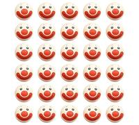 30 Pieces of Clown Wooden Beads, Printed Smiling Face Wooden Beads, Loose Beads with Holes, 2Cm Round Beads, Creative Expression Beads, DIY Craft Jewelry Bead Accessories.