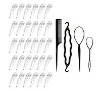 30 Pieces Of Silver Hair Clips And 4 Pieces Of Black Hair Curlers, Fashionable And Simple Hair Clips, Metal Hair Clips, Hair Styling Tools