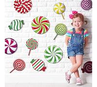30 Pieces Peppermint Floor Stickers Colorful Candies Round Lollipop Floor Decals Stickers for Xmas Candy Theme Birthday Wedding Party Bulletin Board Decorations