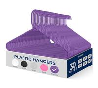 30 Pieces Plastic Hangers - Space Saving Heavy Duty Slim Suit Clothes Hanger Set with 360 Degree Swivel Metal Hook, Can Hold Up to 10 Lbs. For Coats, Jackets, Pants & Dress (Purple)