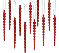 30 Pieces Plastic Icicle 5.12 Inch Twisted Plastic Icicle Christmas Ornaments Icicle Decorations Christmas Tree Holiday Xmas Party Wedding Hanging (Red)