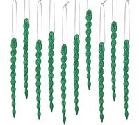 30 Pieces Plastic Icicle Twisted Plastic Icicle Christmas Ornaments Icicle Decoration Christmas Tree and Holiday Xmas Party Wedding Hanging (Dark Green,7.8 Inch)