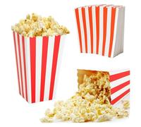 30 Pieces Popcorn Boxes - Classic Red and White Striped Paper Containers for Popcorn, Candies, Nuts, Chocolates - Ideal for Festivals, Parties, and Birthdays