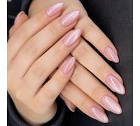 30 Pieces Press Stick Nails Almond Shape Shiinning Easy Application for Women Press Stick