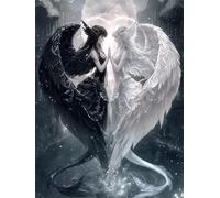 30 Pieces Puzzle For Adults Black White Angels Jigsaw Puzzles Teens Educational Toys Challenging puzzles for Wall Decor Gifts Finished Size: 25x20 cm