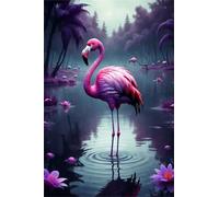 30 Pieces Puzzle For Adults Purple Lake Flamingos Jigsaw Puzzles Teens Educational Toys Challenging puzzles for Wall Decor Gifts Finished Size: 25x20 cm
