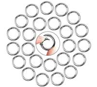 30 Pieces Round Spring Snap Clip Hooks, Zinc Alloy Locking Carabiner O Spring Loaded Gate Clips Keyring Buckle for Bags, Purses, Keychain (Silver)