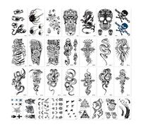 30 Pieces Temporary Tattoo Stickers, Skull Tattoos, 3D Realistic Tattoo Stickers, Fake Tattoos, Body Art Stickers, Rock Punk Tattoo Stickers for Parties, Festivals