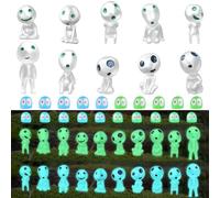 30 Pieces Tree Elves Figures Fairy Garden Accessories, Mini Resin Glow in Dark Tree Elves Princess Mononoke Luminous Ghost for Micro Landscape Outdoor Terrace Balcony Yard Gardening Pot Decoration