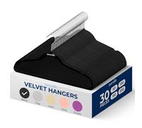 30 Pieces Velvet Hangers - Space Saving Heavy Duty Slim Suit Clothes Hanger Set with 360 Degree Swivel Metal Hook, Can Hold Up to 10 Lbs. For Coats, Jackets, Pants & Dress (Black)