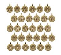 30 Pieces Vintage Golden Engraved Yoga Lotus Flower Round Charms DIY Making