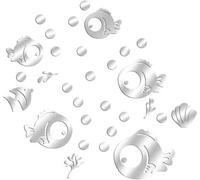 30 Pieces Wall Stickers, Fish And Bubbles Waterproof Acrylic Wall Decals 3D Mirror Decorative Stickers (Silver)