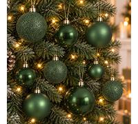30 pine green baubles - round bauble decorations - christmas tree hanging ornament - 4cm 40mm 5cm 50mm 6cm 60mm baubles - matt, glitter & gloss finish - tree wreath garland decorations