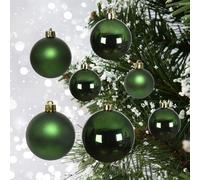30 pine green christmas baubles - round bauble decorations - christmas tree hanging ornament - 4cm 40mm 5cm 50mm 6cm 60mm baubles - matt & gloss finish - tree wreath garland decorations.