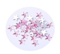 30 Pink Star Rhinestone Cabochon Acrylic Beads 10 mm to Stick on Silver Back DIY Creation