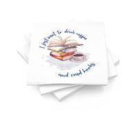 30 Pk, "Books & Coffee" Beverage 3-Ply Paper Party Napkins for Book Clubs and Events, Lunches, Garden Parties, Tea Time