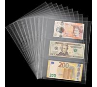 30 Pockets Archival Banknote Pages - 10 Sheets Acid-Free Currency Protector Sleeves for Bills, Stamps, Coupons IN02010