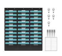 30 Pockets Hanging Wall File Organizer, KIKIGOAL Heavy Duty Storage Pocket Chart with 30 Name Tag Pockets for File Folder and Paper, Over The Door Hooks, Labels (30 Pockets)