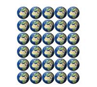 30 PREMIUM EARTH PLANET 40mm GLOBE EDIBLE ICING FAIRY CUP CAKE TOPPERS D2