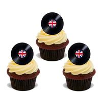 30 PREMIUM VINYL RECORD UK STAND UP EDIBLE RICE CARD FLAT Cup Cake Toppers D3