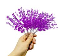 30 Purple Acrylic Bead Drop and Soft Stems Floral Picks,Mini Berry Beaded
