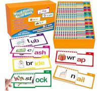 30 Read and Rhyme Flip Books & Flash Cards Set - Word Families, ABC Vocabulary, and Phonics Games for Early Readers