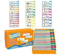 30 Read and Rhyme Flip Books Set, Word Game ABC Word Families Flash Cards, Interactive Kindergarten Educational Reading Games