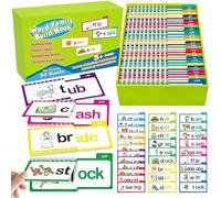 30 Read and Rhyme Flip Books, Word Families Building Book with 287 Words, Word Family Flash Cards for Toddlers & Build ABC Vocabulary and Reading Fluency (Green)