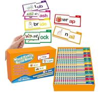 30 Read and Rhyme Flip Books & Word Family Cards - Interactive Vocabulary Builder for Preschool & Kindergarten Kids, Fun Learning Games, ABC Vocabulary Flash Cards, Educational Reading Games (1 Set)