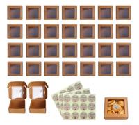 30 Recycled Paper Boxes with Window for Candy, Cookies, and Dessert Presentation, Includes Thank You Stickers, Suitable for Various Event Packaging Needs