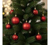 30 red christmas baubles - round bauble decorations - christmas tree hanging ornament - 4cm 40mm 5cm 50mm 6cm 60mm baubles - matt & gloss finish - tree wreath garland decorations.