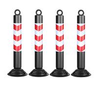 30" Reflective Traffic Bollards 4 Pcs Weighted Rubber Base Safety Cones for Road Control & No Parking Signage Durable Black & Red Posts for Enhanced Visibility