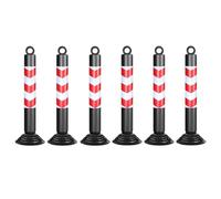 30" Reflective ty Bollards2/4/6/8 Pcs Black & Red Parking Posts with Weighted Rubber Base for Road Control & No Parking Zones