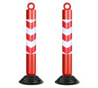 30" Reflective ty Bollards2 Pcs Red & White Road Posts with Weighted Rubber Base for No Parking & Road Control Durable & Secure Traffic Cones