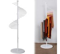 30-Rod Floor-Standing Metal Spiral Scarf & Hijab Holder | Space-Saving Display Stand for Belts Pants & Blankets | Commercial & Home nizer Rack
