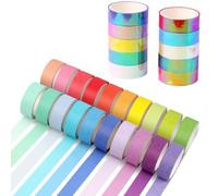 30 Rolls Washi Tape Set, Colourful Tape and Glitter Washi Tape for DIY Crafts and Bullet Journals, Scrapbooking and Gift Wrapping (3 m x 0.75 cm / Rolls)